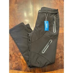 Men’s Outdoor Sports Black Softshell Ski Snow Pants Size M NWT Zip Pockets